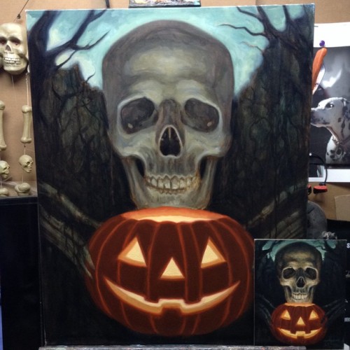 chetzar:  In progress. #allhallowseve #halloween #skull #skulls #creepy #creepyart #spooky #spookyart #darkart #chetzar #oilpainting #art #fineart