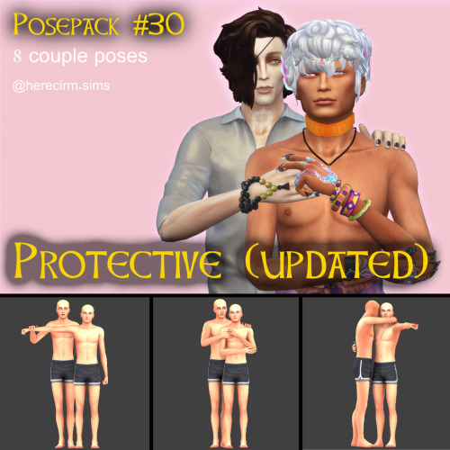 herecirmsims:New posepack: Protective (Updated)Alright, last one for a while I think. I’ll try