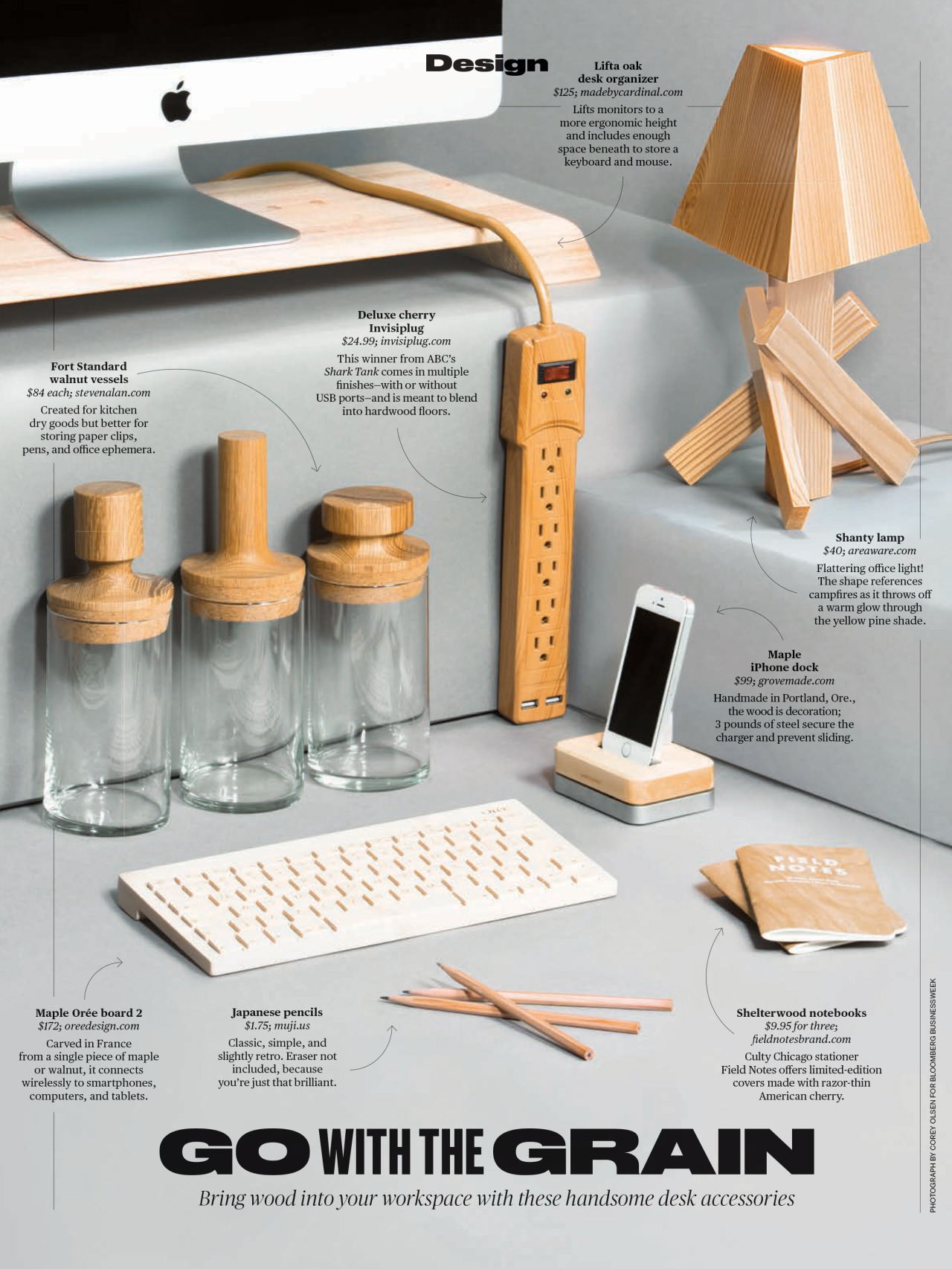 Wooden desk accessories for Bloomberg Businessweek, 2014