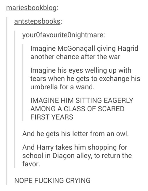 malelibrarian: consulting-muggleborn: The fandom who are still crying over it This post killed me