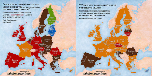 gruene-teufel:mapsontheweb:Languages young Europeans want to learn.Germany tried to help all those E