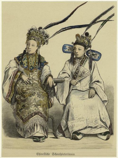 An Illustration of Two Chinese Actresses in 1913 by Grevel