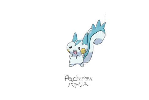 Drew Pokemon With My Left Hand, Pachirisu, Photoshop.