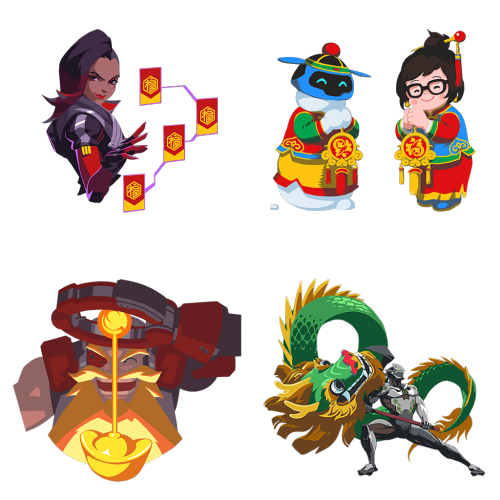 aku-no-homu:  Overwatch Year of the Rooster sprays as transparent PNGs in original quality Dragon Dance sprays are here 