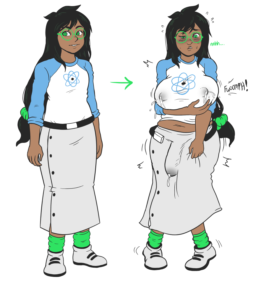 i wanted to draw someone having a Growing Problem in her clothes so,