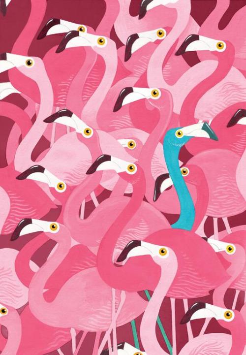 happeninqs:  Saatchi Online Artist: Adam Fisher; Acrylic, 2011, Painting “Flamingoes” #199863 on Wookmark on We Heart It - http://weheartit.com/entry/51131317/via/happeninqs 