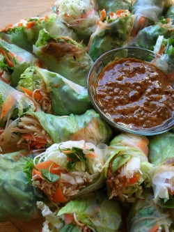  veganinspo: Spring Rolls with Spicy Peanut Sauce 