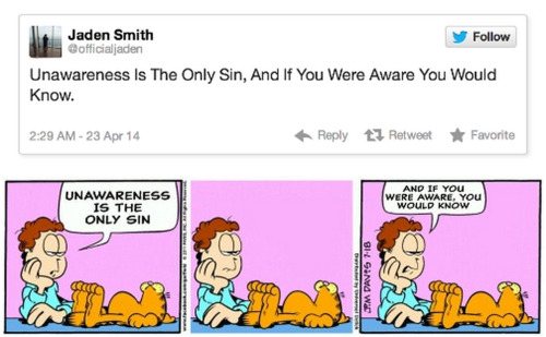 tastefullyoffensive: Jaden Smith’s Nonsensical Tweets as ‘Garfield’ Comics by Jen 