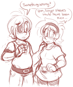 genderbent pompeii &amp; monte pompeii would be a short chubby stubbly dude and monte would be a real petite lil girl