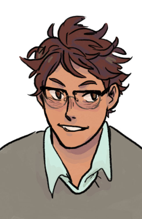 slimyhipster:everyone loves oikawa w/ glasses but iwaizumi has to set things straight. “oikawa is a 