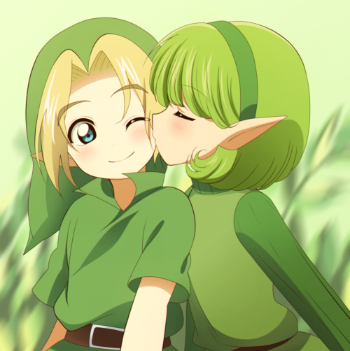 asia-no-yoru: Link and Saria - The legend of Zelda (Oot) Fan art by; Me (KurumiErika)