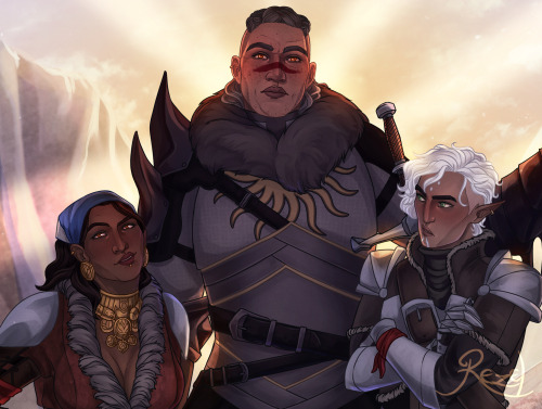 Hawke arrives to Skyhold……accompanied. I refuse to believe that the Kirkwall crew disb