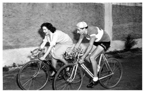 classicvintagecycling: Fausto Coppi with Fulvia Franco, Miss Italia 1948.