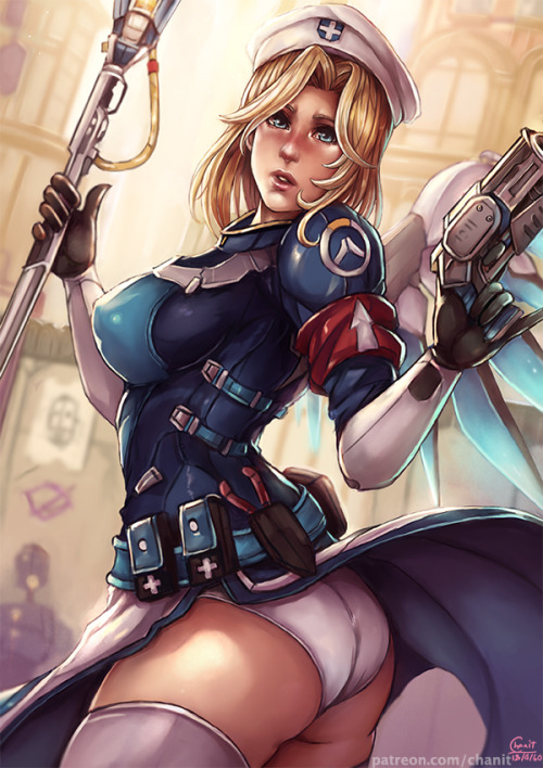 kachimahan:  So Hype , So lovely , So adorable  <3Mercy , Combat Medic Skin / Overwatchsupport me for more stuff here : www.patreon.com/chanitthank ya 