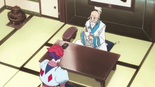 yukitalia:  this image looks like hisoka got sent to the principal’s office and netero is just like  “you killed 3 people again, hisoka? im going to have to suspend you for 5 days this time.” 