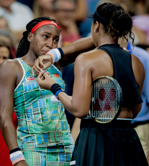 Naomi Osaka comforts Coco Gauff after defeating her in the US Open. &ldquo;It was kind of instin