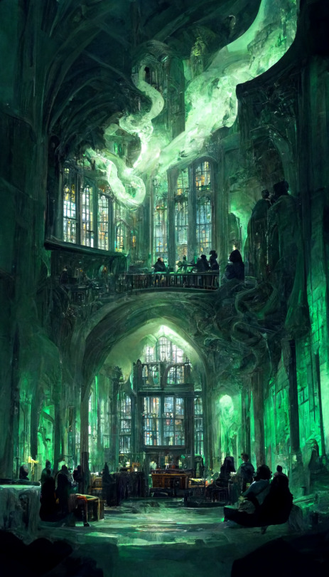 elina-clevergull:Hogwarts&rsquo; Houses Common Rooms by Midjourney AI 