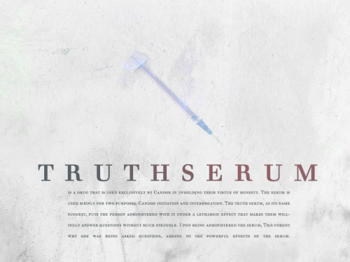 until-youbreak:  Serum is the liquid used to induce illusions known as simulations. They are either taken orally or injected into the body through a syringe. They are a clearish liquid that occasionally has a slight tint to it. Divergents are not affected