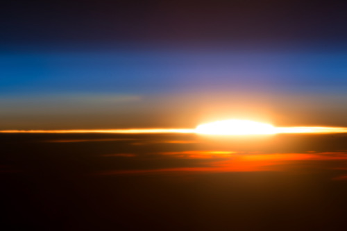 A beautiful sunrise photographed from the International Space Station. Since the ISS moves through l