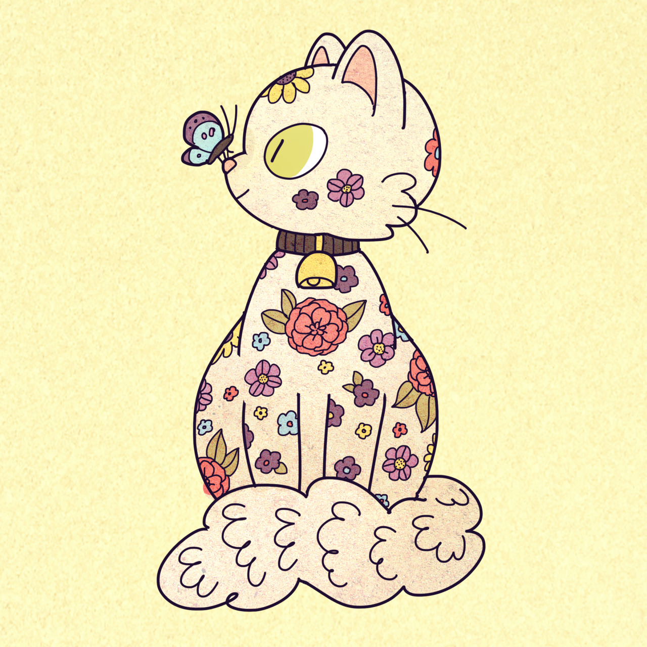 asmithart: floral kitties! 