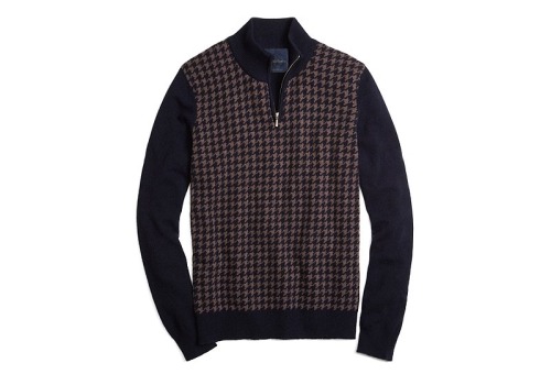 pinthetailonthehonky:  weartherude:  Brooks Brothers Houndstooth Mockneck SweaterAs worn by Hannibal in S02E07 Three-ply Scottish cashmere. Genuine leather pulls. 邆 / £595 Available here at brooksbrothers.com  OF COURSE HANNIBAL WOULD SPEND A THOUSAND