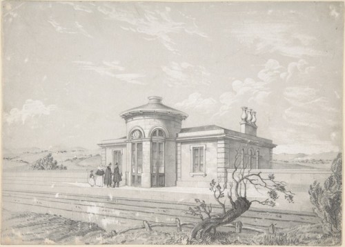 met-drawings-prints: Design for a Railroad Station by Anonymous, French, 19th century, Drawings and 