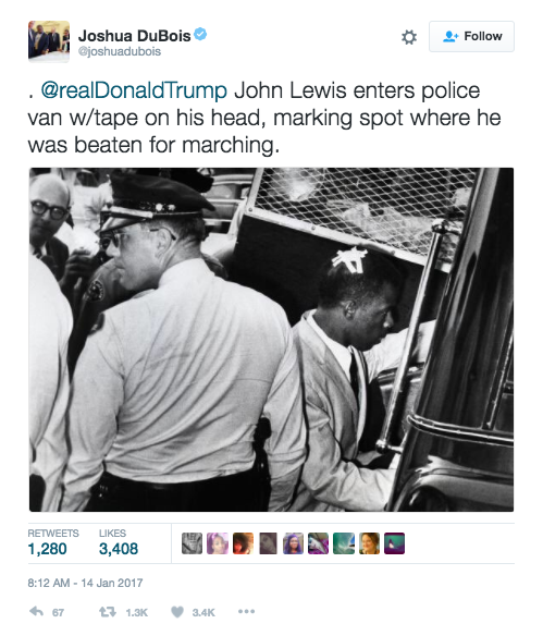 micdotcom:  Donald Trump won’t visit African-American Museum after feud with civil rights hero, John Lewis. Following a nasty, racially-tinged feud with civil rights hero Congressman John Lewis over the state of his “horrible” district and “burning