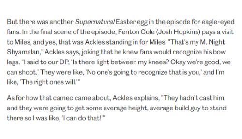 Walker 2.14 “No Such Thing As Fair Play”director. Jensen Acklesfeat. Jensen Ackles as Miles (cameo)