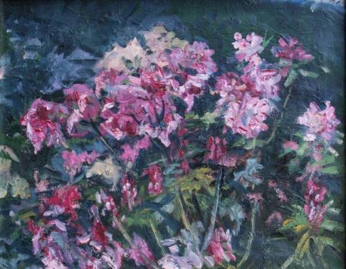 huariqueje: Rhododendron   -    Håland, Magne Norwegian,b. 1950-Oil , 27x4