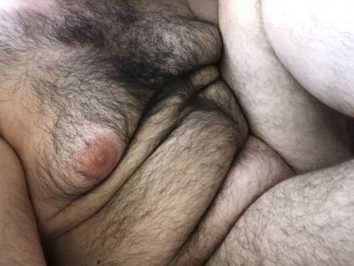 turkishmoobs: playing around naked and thought i’d show my hairy chest with my fat boobs!  like if y