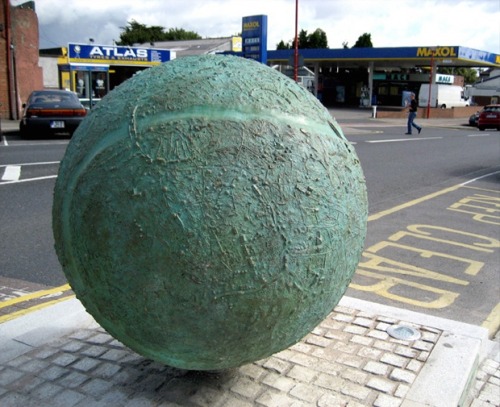 Love All (2007) by Rachel JoyntTempleogue Village, Dublin A revolving globe that at first glance is 