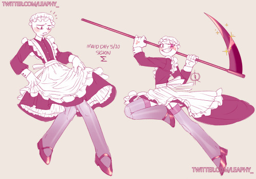 Some belated Maid Day fanart with Sigkin + an alternate x-ray version because I couldn’t help 