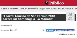 finofilipino: […] Un hombre con espaldas de gladiador, tatuaje, pañuelo rojo al cuello y cabeza de toro. El autor del cartel de la Feria del Toro de Pamplona asegura que representa al minotauro de la mitología griega, pero para el resto de los que