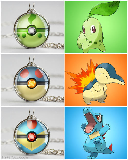 trinketgeek:I made some more pokeballs today with the Johto starters, Chikorita, Cyndaquil and Totod