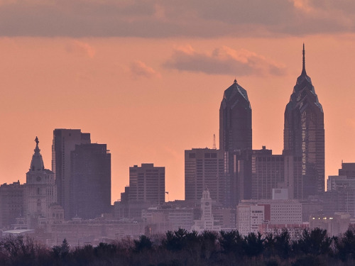 The city of Billy Penn today at sunset. This photo was taken from the observation deck of Glencairn’