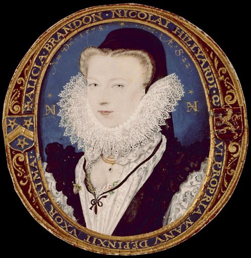 the-paintrist:history-of-fashion:1578 Nicholas Hilliard - Alice Brandon, Mrs Hilliard(Victoria and A