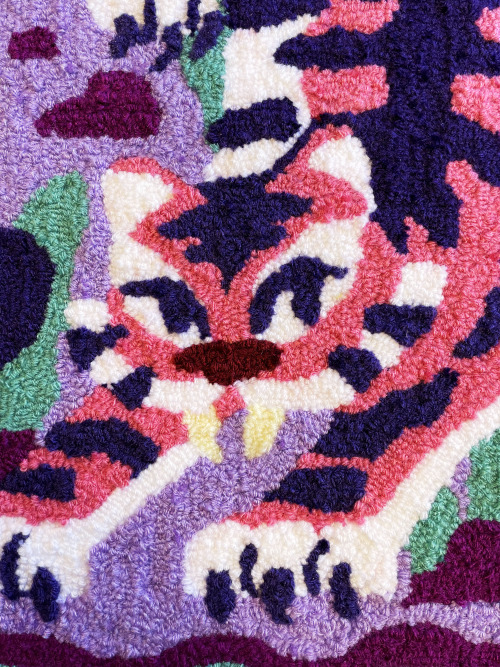 funzos:  Pink Hunter tufted tapestry, 50x74cm, acrylic yarn, cotton/polyester blend backinginsta ♡ t