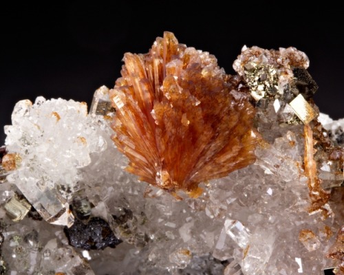 mineralia:  Inesite with Hubeite, Quartz, porn pictures
