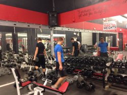 weallheartonedirection:  Good guys reracking and reorganizing dumbbell rack. “We got tired of looking at it,” they told me. May they be blessed with gains beyond their wildest dreams.