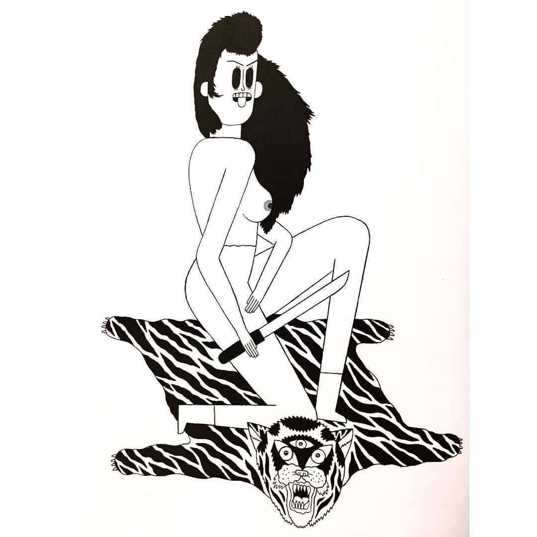 johnfmalta:  B&amp;W warrior babe pinup from the back of the collected issue
