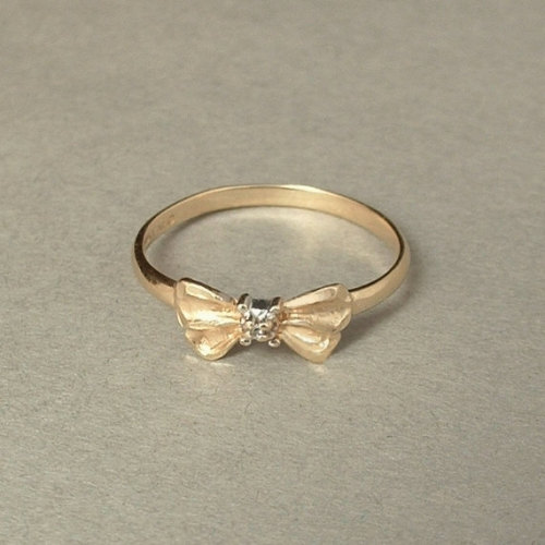 Genuine 10K GOLD Diamond Promise RING Engagement Wedding Jewelry Bow Design Hallmarks Size 6