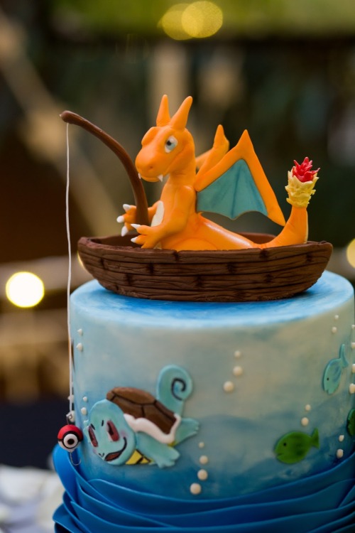 Charizard and Squirtle groom’s cake by Bake Me a Kake!