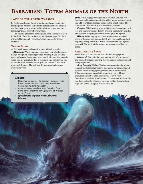 This expansion for the barbarian&rsquo;s Path of the Totem Warrior subclass is my first time working