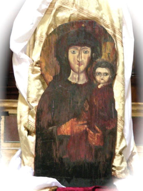 Icon, Pantheon, Rome, 2009.This ikon in a style common in the Orthodox Churches of the eastern Chris