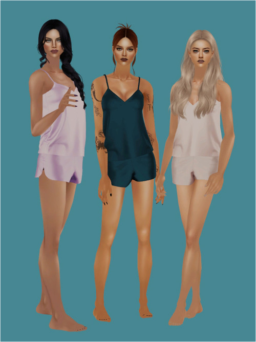 nikaonishko: Silk pajama set to TS2! Original meshes&amp;textures by @lazyeyelids and you c