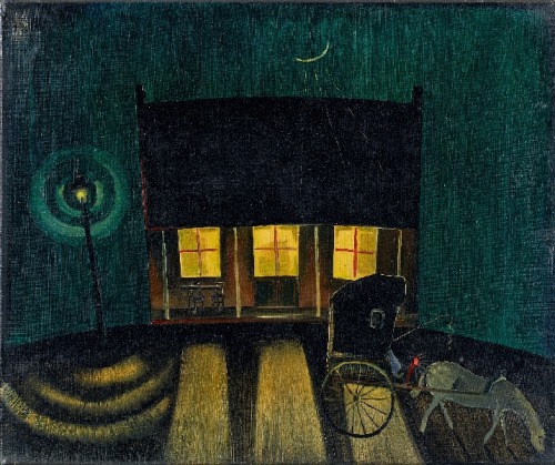 huariqueje: Coach before hell enlightened house  -   Tinus van Doorn , 1930Dutch, 1905-1940 oil on