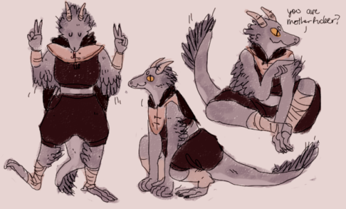 whyskalker: fuffie raptor carey… [image description: three drawings of Carey, a dragonborn wi