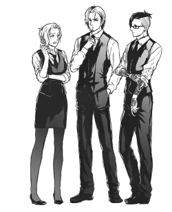 narukee:  Itori, Renji and Uta in Anteiku Uniform ||©シモザ  