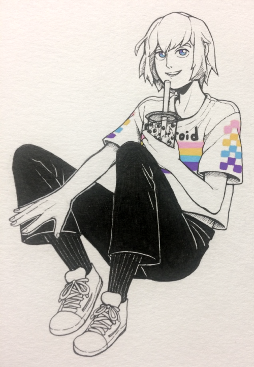 Inkteruber Day 2: fashion Teru + bubble teaFeel free to send me Teru prompts for the rest of the mon