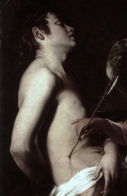 pukeboy:  St Sebastian Healed by an Angel [1603], detail Giovanni Baglione 